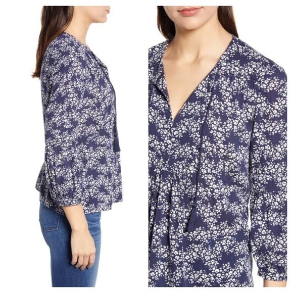 Caslon Split Neck Print Blouse Sz MP & Medium - Picture 10 of 13